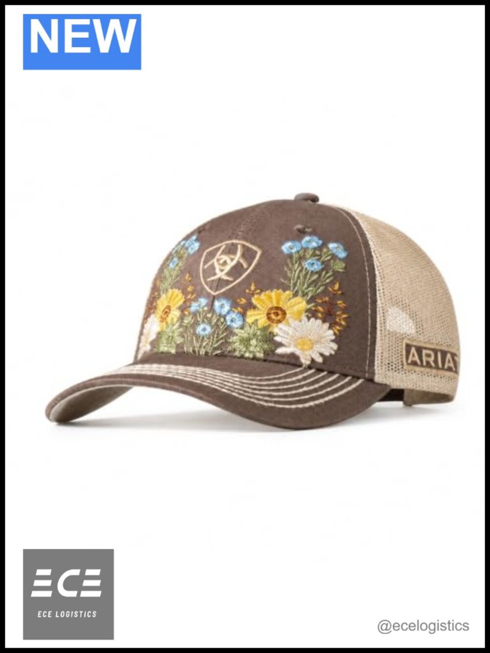 Western Floral Embroidered Trucker Baseball Cap Cotton Blend